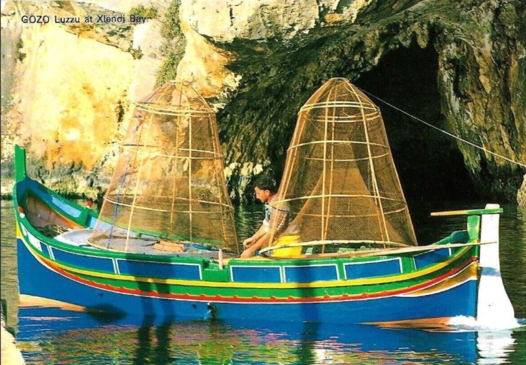 Traditional luzzu at Xlendi bay