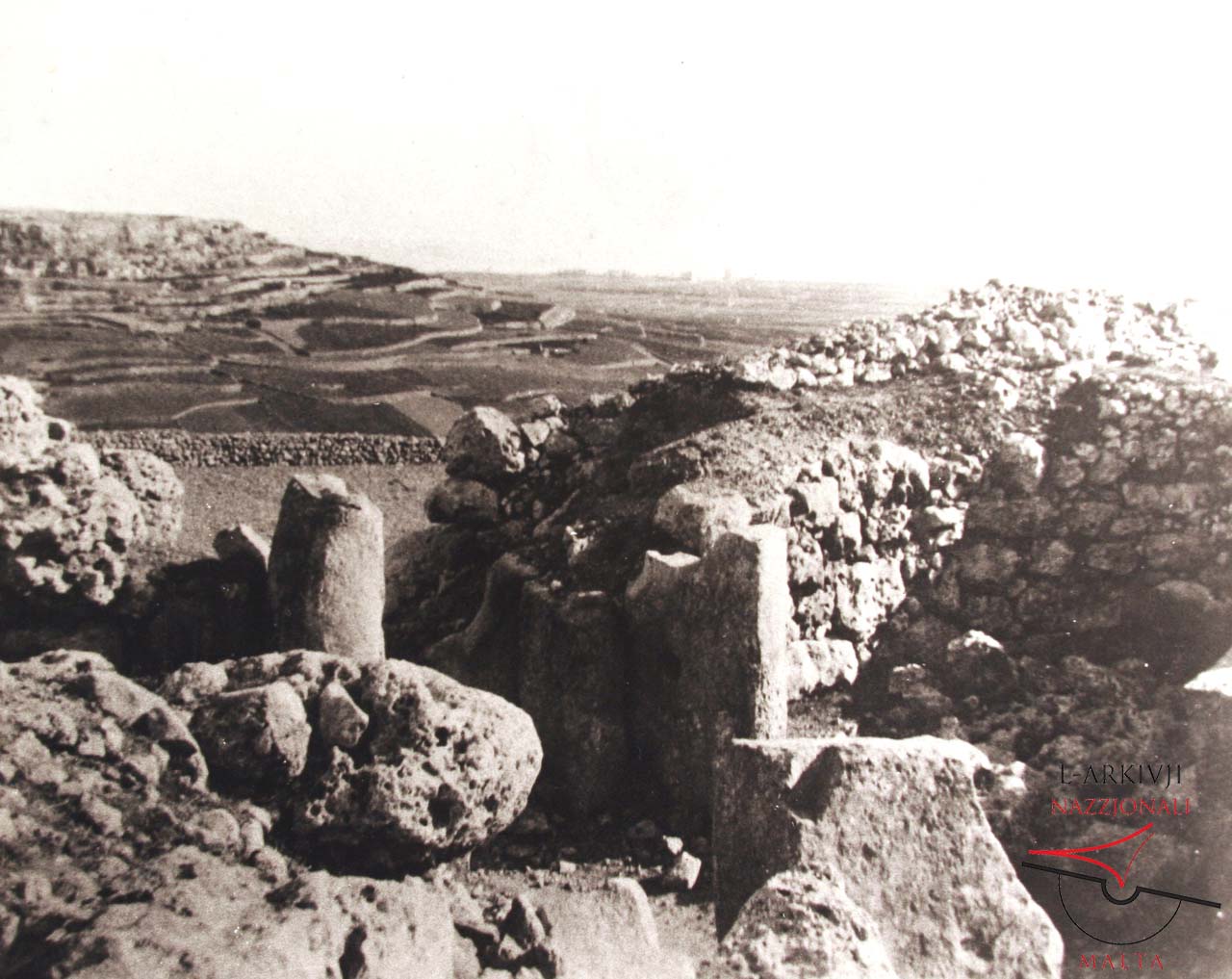 Ġgantija's South Temple elevated view