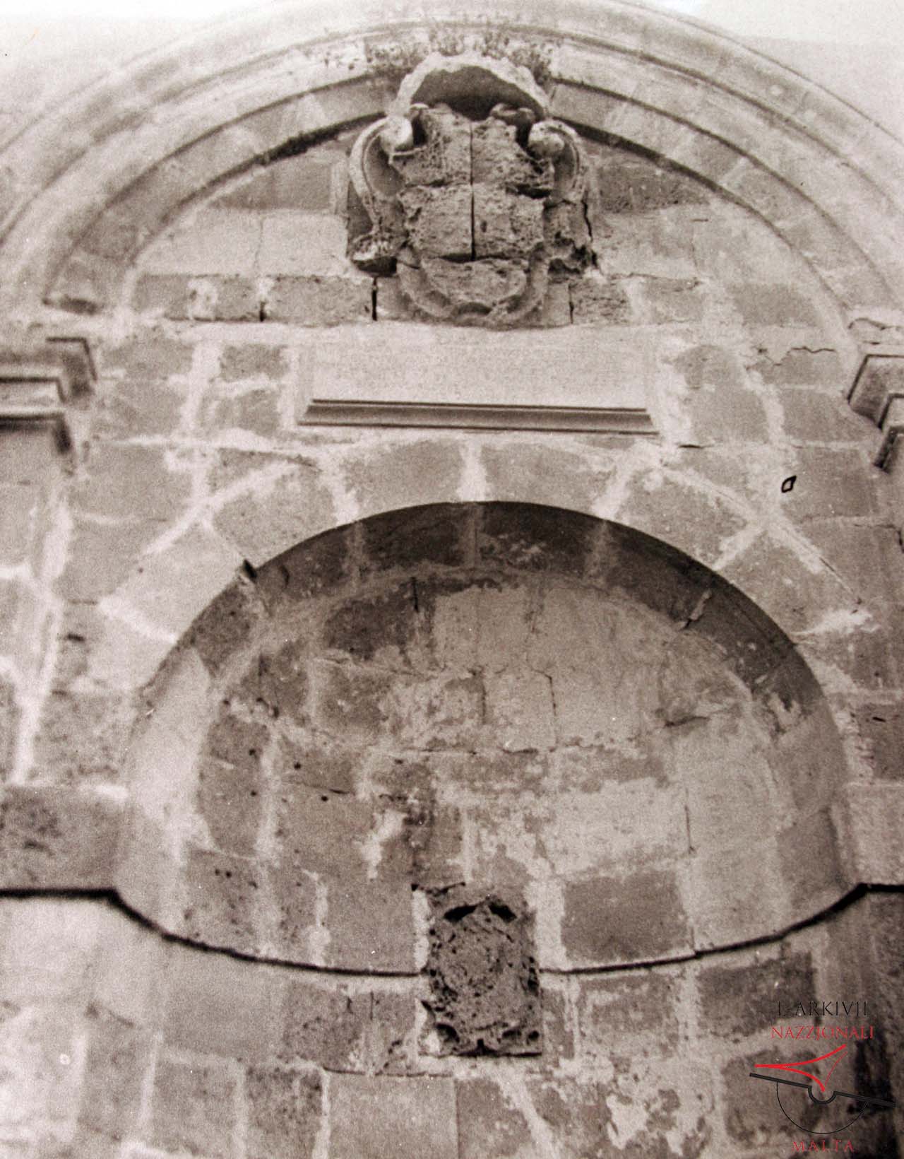Weathered Coat of Arms at Wied il-Lunzjata fountain