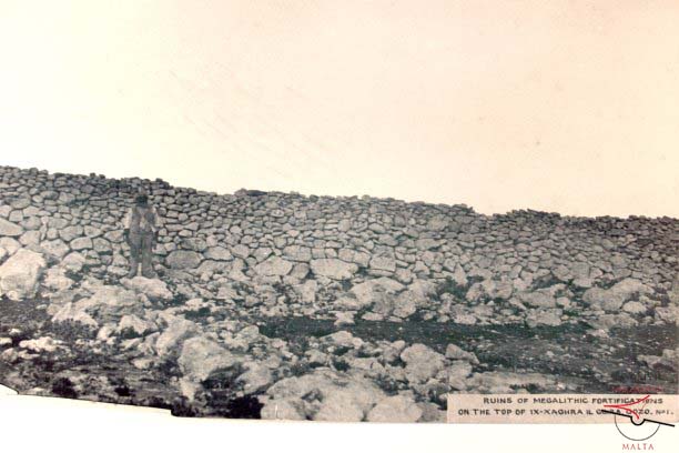 Ruins of megalithic fortifications at limits of ta’ Ċenċ