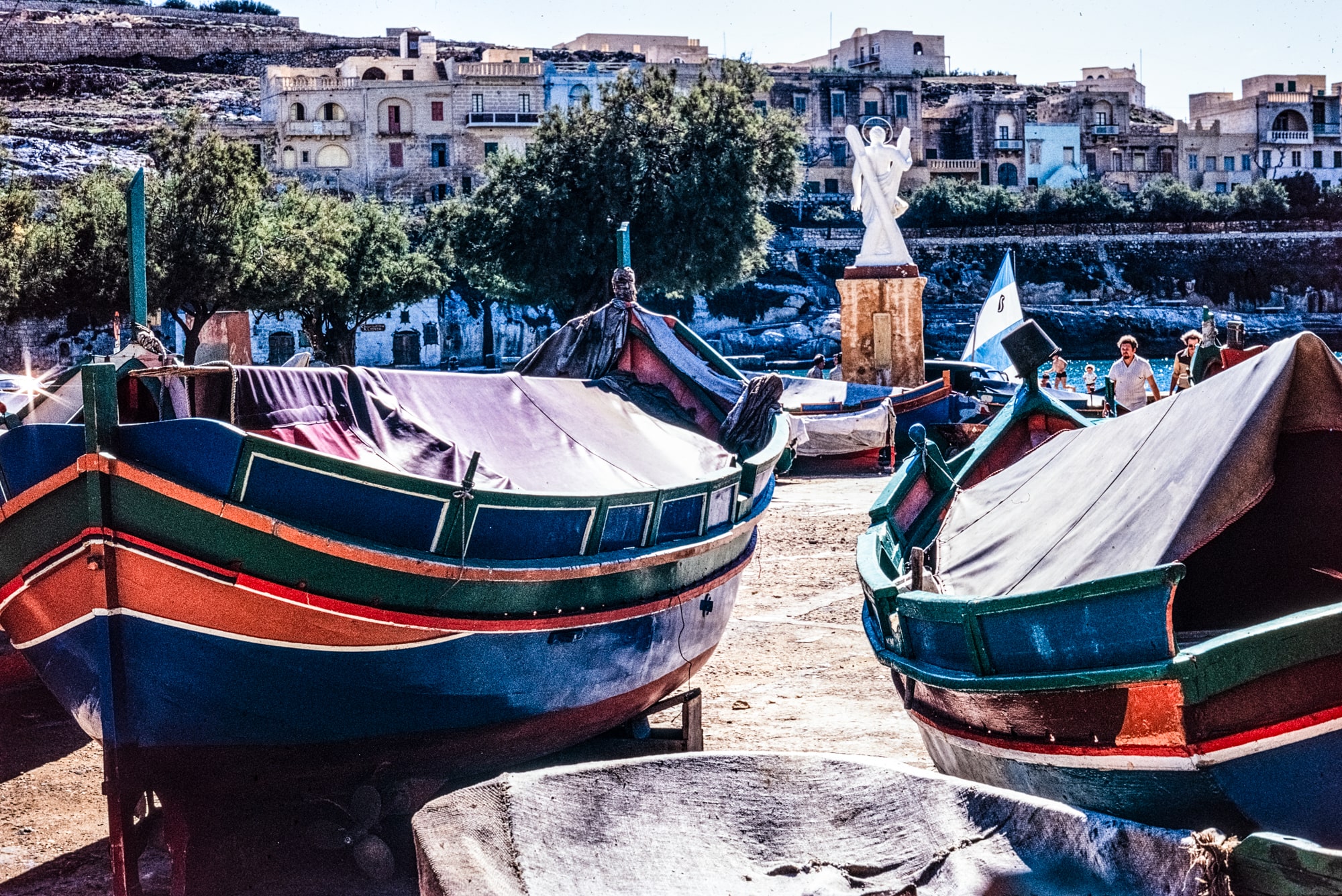Traditional luzzijiet at Xlendi Bay