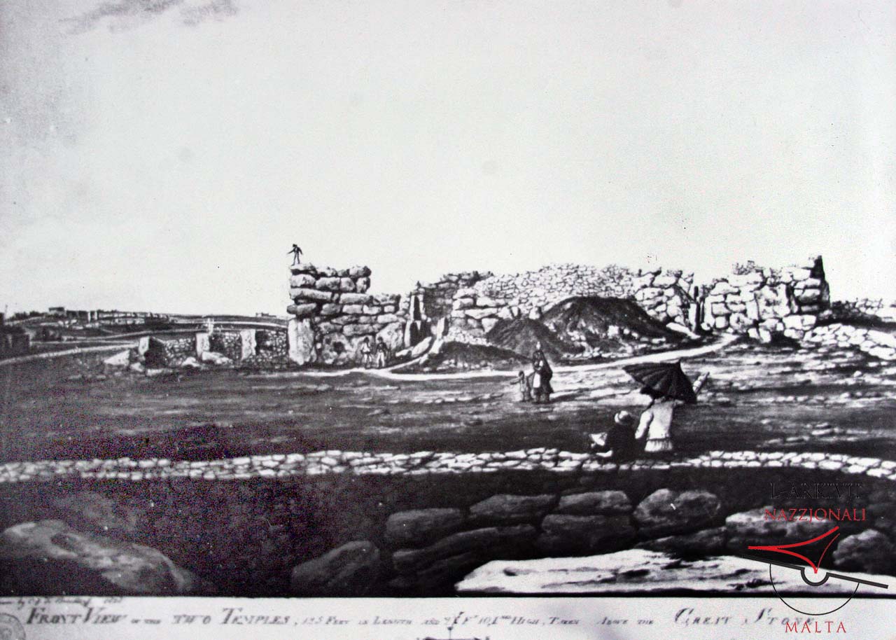 Ġgantija Temples and plaza illustration