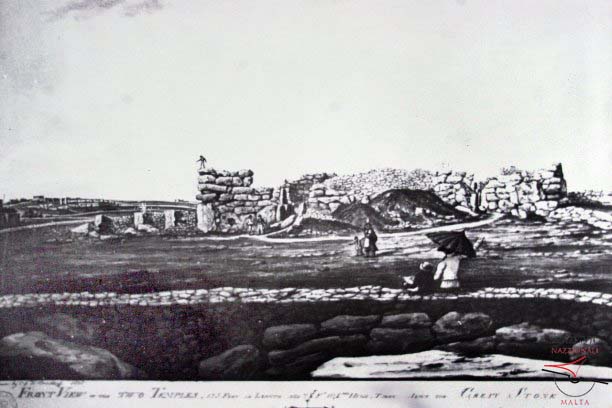 Ġgantija Temples and plaza illustration