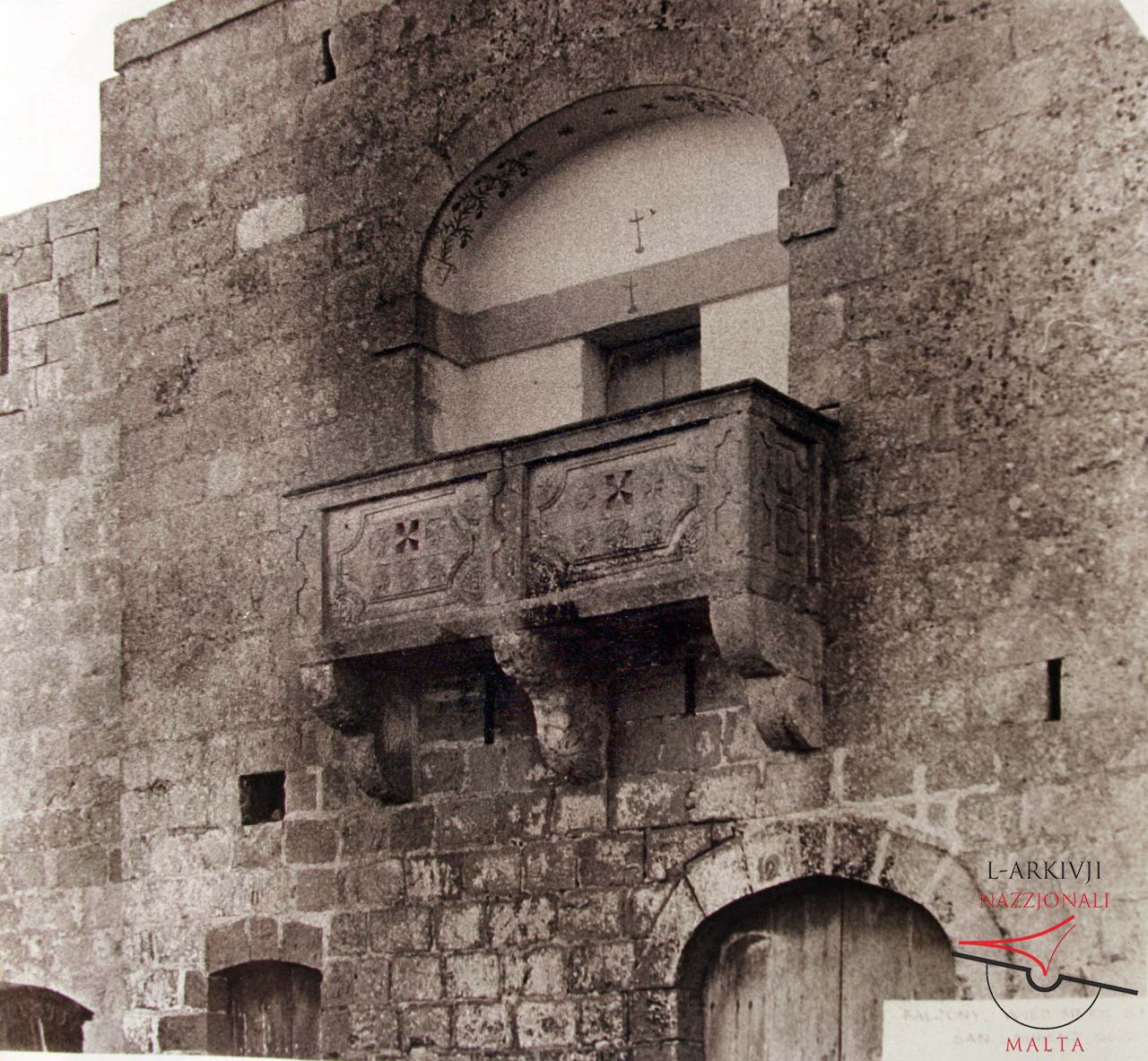 Old stone balcony limits of Wied Merill Street