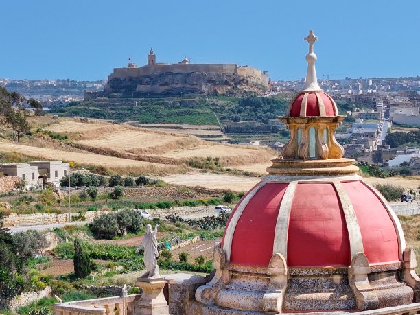 Żebbuġ cemetery dome and  The Citadel