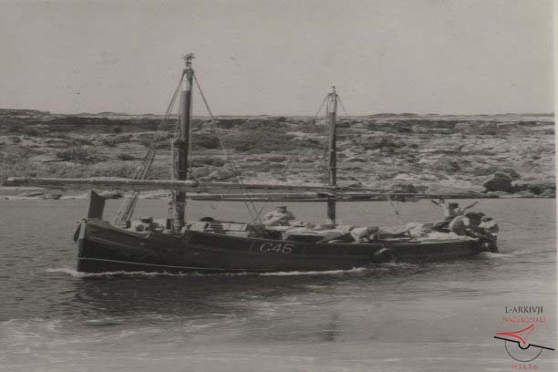 Traditional Gozo boat G45 at sea