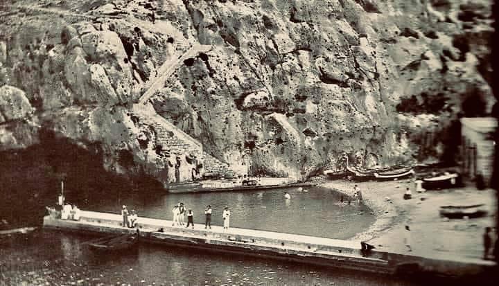 Xlendi bay with cliffside steps
