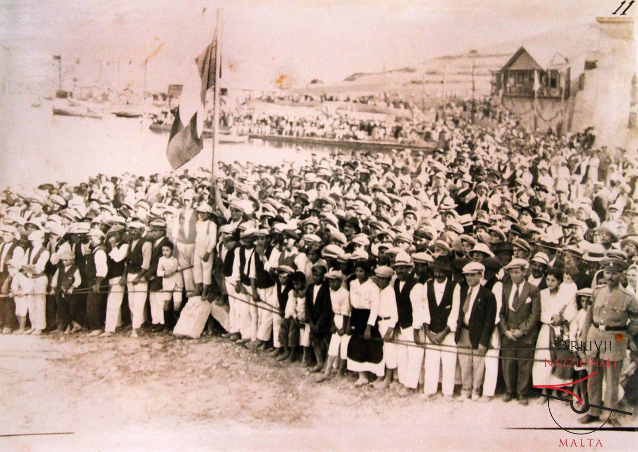Crowd watching breakwater caisson launch