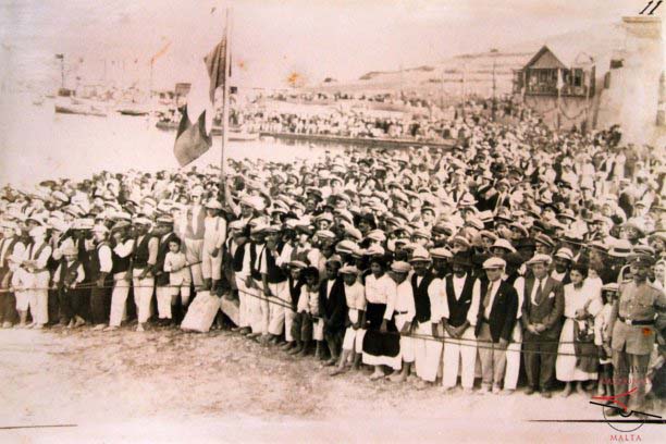 Crowd watching breakwater caisson launch