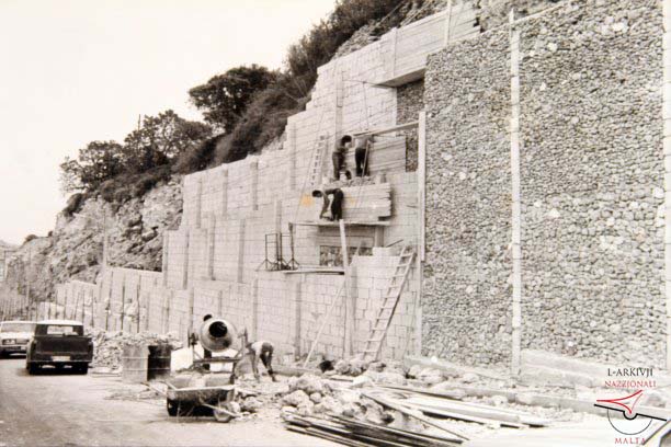 Road widening and wall construction