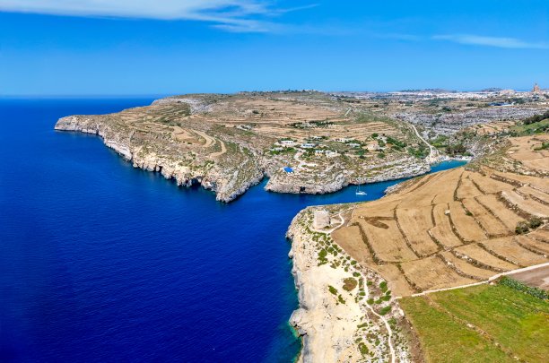 Aerial photo of Mġarr ix-Xini Bay and Ta’ Ċenċ