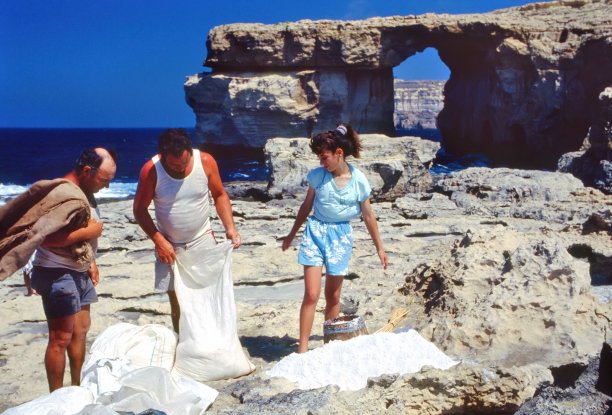 Salt harvesting at Dwejra