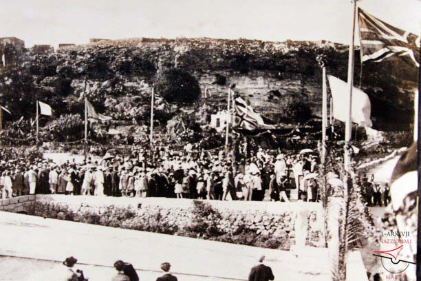 Crowd gathering for breakwater launch
