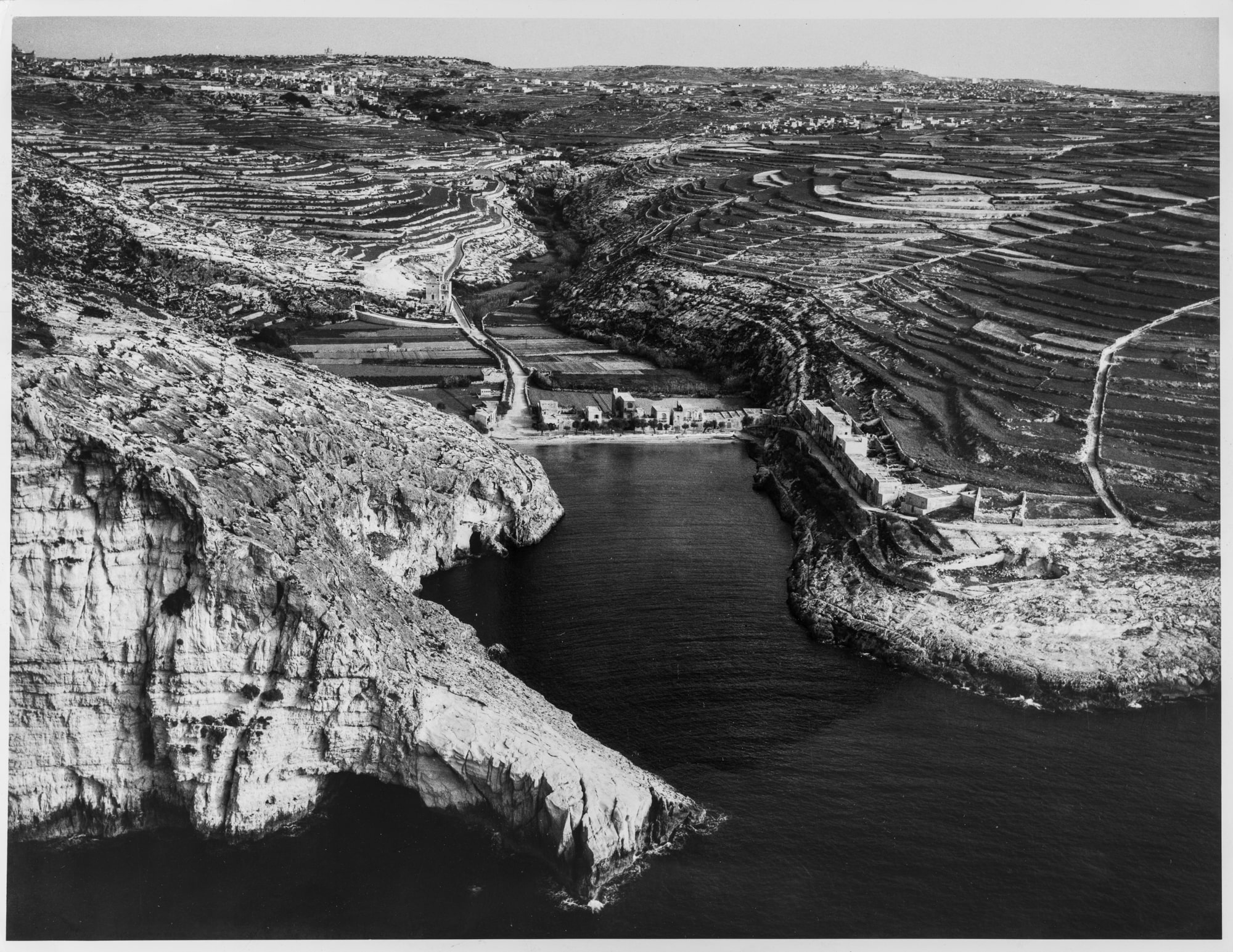 Aerial view of Xlendi bay