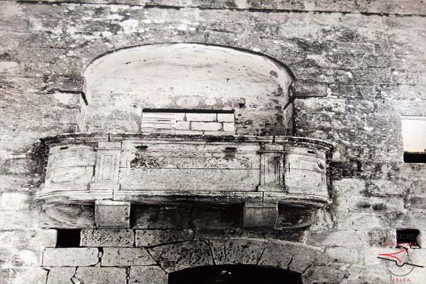 Carved stone balcony